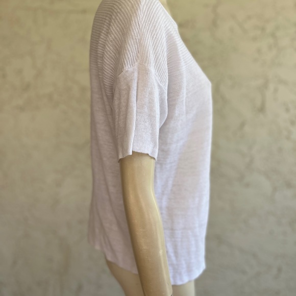 EILEEN FISHER 100% Organic Cotton Top Knit Sweater Solid White Short Sleeve M - Picture 10 of 14